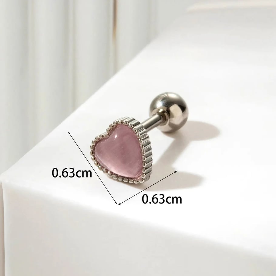 1 Piece Simple Series Classic Heart Titanium Steel No Plating Material Zircon Women Stud Earrings