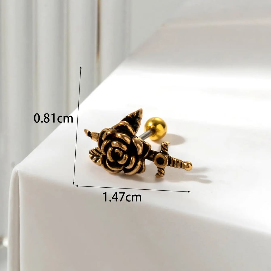 1 Piece Simple Series Classic Flower Titanium Steel No Plating Material Women Stud Earrings