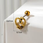 Gold color / 1 Piece Simple Series Classic Heart Titanium Steel Material Women's Stud Earrings 