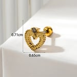 Gold color / 1 Piece Simple Series Classic Heart Titanium Steel Material Zircon Women's Stud Earrings Picture2