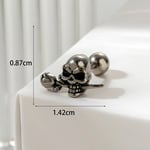 Silberfarbe / 1 Stück Simple Series Klassischer Totenkopf Titanstahl Material Herren Ohrstecker 