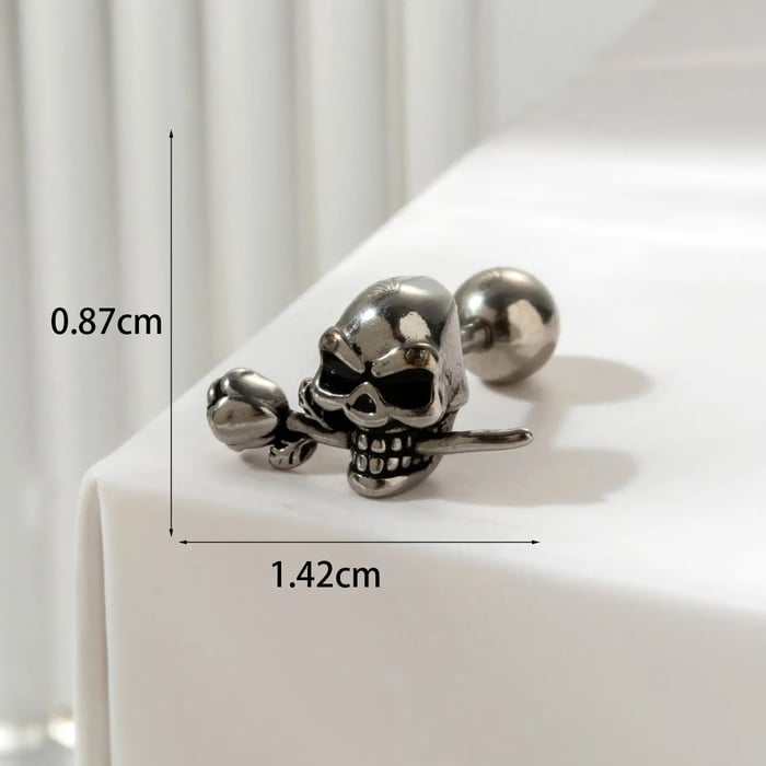 1 Piece Simple Series Classic Skull Titanium Steel Material Men's Stud Earrings 