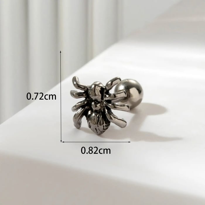 1 Piece Simple Series Classic Spider Titanium Steel Material Men's Stud Earrings 