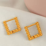 Gold color / 1 Pair Simple Series Classic Square Shape Stainless Steel  Gold Color Women's Hoop Earrings Picture2