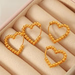 Gold color / 1 Pair Simple Series Classic Heart Shape Stainless Steel  Gold Color Women's Hoop Earrings Picture4