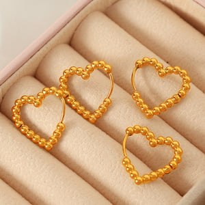 1 Pair Simple Series Classic Heart Shape Stainless Steel  Gold Color Women's Hoop Earrings h5 