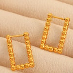 Gold color / 1 Pair Simple Series Classic Rectangle Shape Stainless Steel  Gold Color Women's Hoop Earrings Picture6