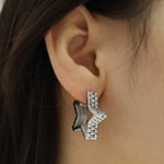 Silver color / 1 Pair Simple Series Simple Star Shape Stainless Steel  Gold Color Women's Hoop Earrings Picture2