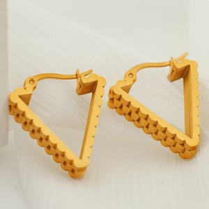 1 Pair Simple Series Simple Triangle Shape Stainless Steel  Gold Color Women's Hoop Earrings h5 