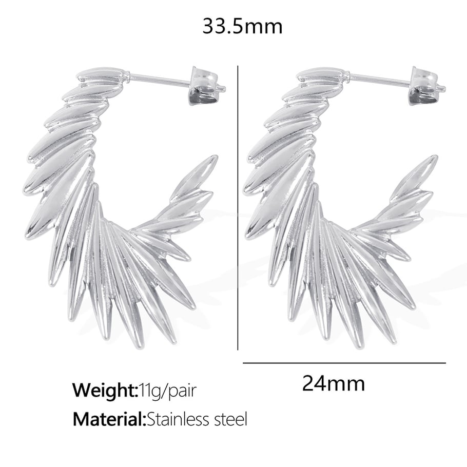 1 pair simple series retro geometric stainless steel gold plated women hoop earrings