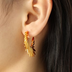 1 Pair Simple Series Retro Geometric Stainless Steel  Gold Color Women's Hoop Earrings h5 