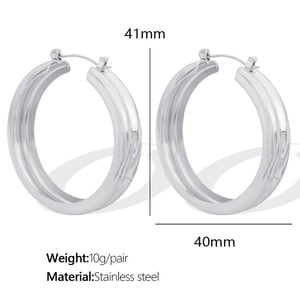 1 Pair Simple Series Classic Round Shape Stainless Steel  Gold Color Women's Hoop Earrings h5 