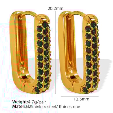 1 pair simple series classic geometric stainless steel  gold plated zircon women hoop earrings h5 