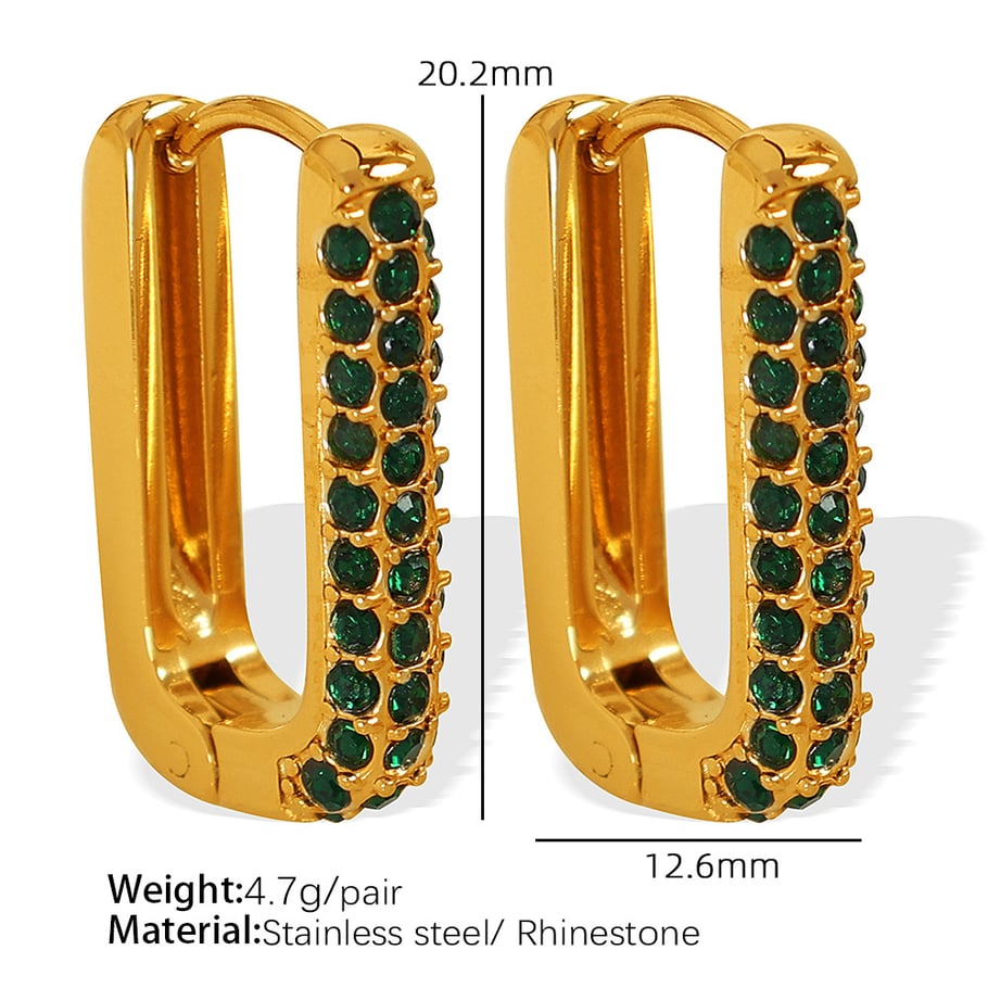 1 pair simple series classic geometric stainless steel  gold plated zircon women hoop earrings 