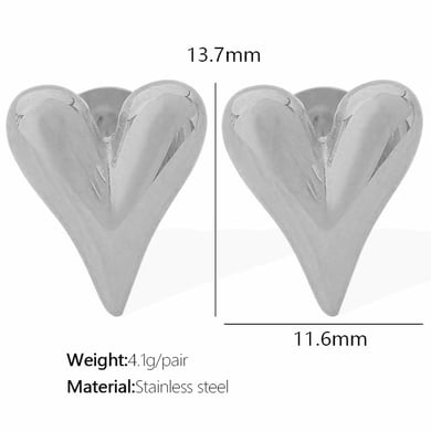 1 pair simple series simple heart stainless steel  gold plated women stud earrings h5 