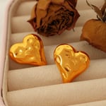 Gold color / 1 Pair Simple Series Simple Heart Stainless Steel  Gold Color Women's Stud Earrings Picture3