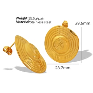 1 Pair Simple Series Retro Geometric Stainless Steel  Gold Color Women's Stud Earrings h5 