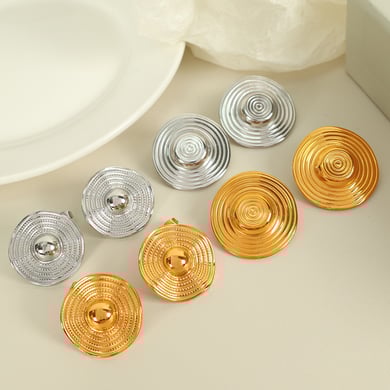1 pair simple series retro geometric stainless steel  gold plated women stud earrings h5 Picture2