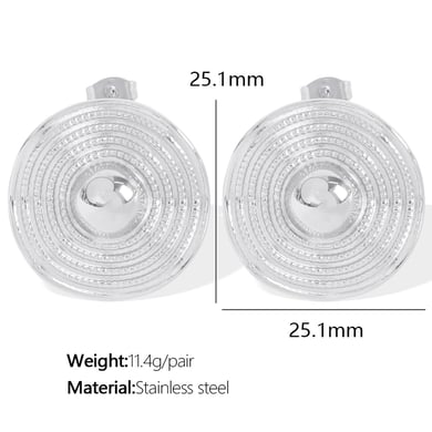 1 pair simple series retro geometric stainless steel  gold plated women stud earrings h5 