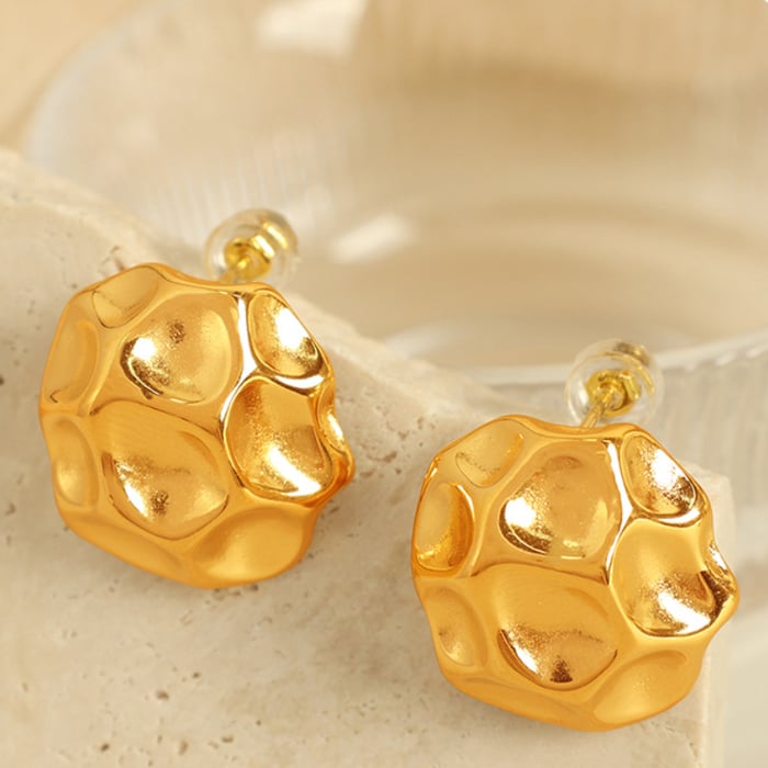 1 Pair Simple Series Classic Geometric Stainless Steel  Gold Color Women's Stud Earrings 