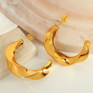 1 Pair Simple Series Classic Geometric Stainless Steel  Gold Color Women's Hoop Earrings h5 