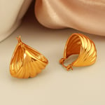 Gold color / 1 Pair Simple Series Classic Solid Color Stainless Steel  Gold Color Women's Hoop Earrings Picture2