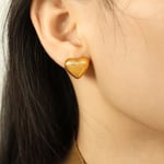 Gold color / 1 Pair Simple Series Simple Heart Stainless Steel  Gold Color Women's Clip-on Earrings 