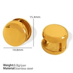 Gold color / 1 Pair Simple Series Simple Round Stainless Steel  Gold Color Women's Clip-on Earrings Picture4