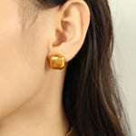 Gold color / 1 Pair Simple Series Simple Square Stainless Steel  Gold Color Women's Clip-on Earrings Picture5