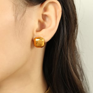 1 Pair Simple Series Simple Square Stainless Steel  Gold Color Women's Clip-on Earrings h5 