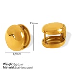 Gold color / 1 Pair Simple Series Simple Oval Stainless Steel  Gold Color Women's Clip-on Earrings Picture6