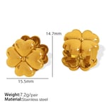 Gold color / 1 Pair Simple Series Simple Four-leaf Clover Stainless Steel  Gold Color Women's Clip-on Earrings Picture7