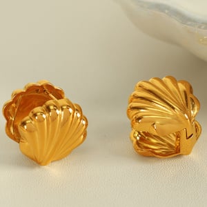 1 Pair Simple Series Simple Sea Shell Stainless Steel  Gold Color Women's Clip-on Earrings h5 