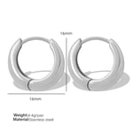 Silver color / 1 Pair Simple Series Classic Solid Color Stainless Steel  Gold Color Women's Hoop Earrings Picture2