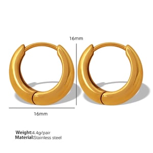 1 Pair Simple Series Classic Solid Color Stainless Steel  Gold Color Women's Hoop Earrings h5 