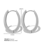 Silver color / 1 Pair Simple Series Classic Oval Color Stainless Steel  Gold Color Women's Hoop Earrings Picture4