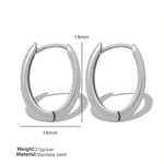 Silver color / 1 Pair Simple Series Classic Solid Color Stainless Steel  Gold Color Women's Hoop Earrings Picture6