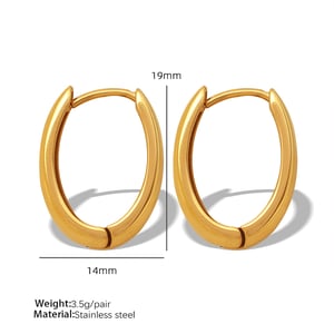 1 Pair Simple Series Classic Solid Color Stainless Steel  Gold Color Women's Hoop Earrings h5 