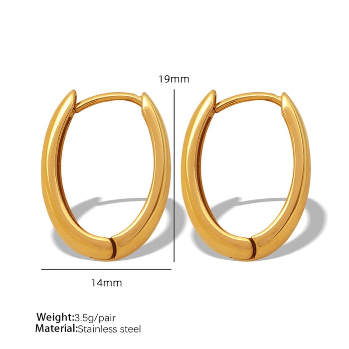 1 Pair Simple Series Classic Solid Color Stainless Steel  Gold Color Women's Hoop Earrings 