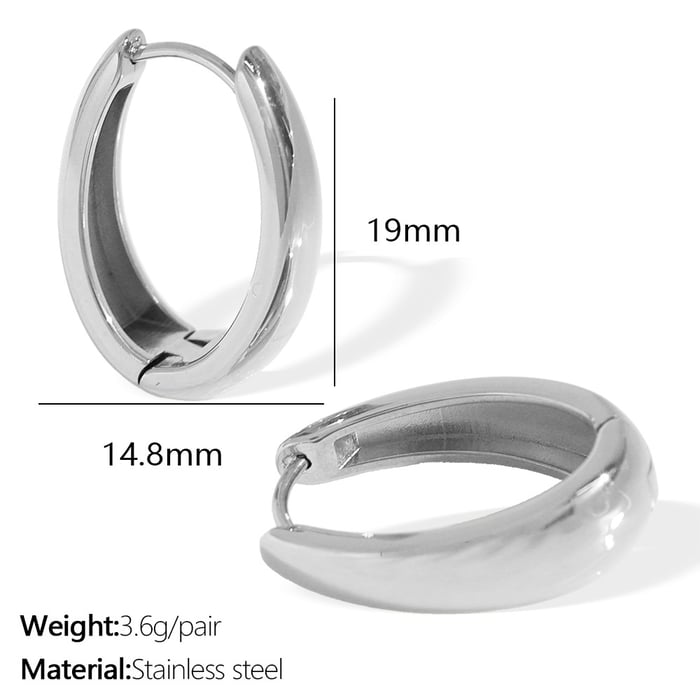 1 Pair Simple Series Classic Solid Color Stainless Steel  Gold Color Women's Hoop Earrings 