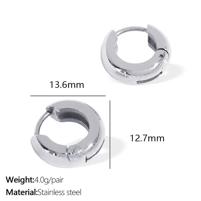 1 Pair Simple Series Classic Solid Color Stainless Steel  Gold Color Women's Hoop Earrings 