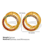 Multi / 1 Pair Simple Series Sweet Round Stainless Steel  Gold Color Rhinestone Women's Clip-on Earrings Picture14