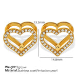 Gold color / 1 Pair Simple Series Sweet Heart Stainless Steel  Gold Color Artificial Pearl Women's Clip-on Earrings Picture12