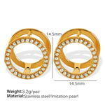 Gold color / 1 Pair Simple Series Sweet Round Stainless Steel  Gold Color Artificial Pearl Women's Clip-on Earrings Picture16