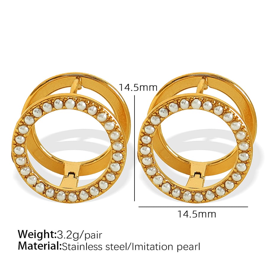 1 pair simple series sweet flower stainless steel gold plated rhinestone women clip-on earrings