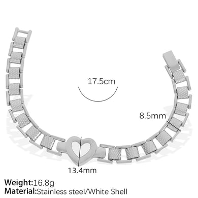 1 Stück Simple Series Retro Herz Edelstahl 18 Karat vergoldet Muschel Damen Charm Armbänder h5 