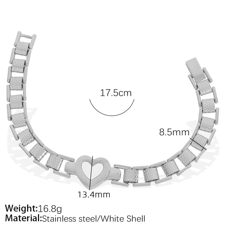1 Stück Simple Series Retro Herz Edelstahl 18 Karat vergoldet Muschel Damen Charm Armbänder 