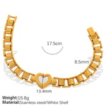 Gold color / 1 Piece Simple Series Retro Heart Stainless Steel  Gold Color Shell Women's Charm Bracelets Picture3