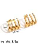 Gold color / 1 Pair Light luxury Style Geometric Stainless Steel  Gold Color  Rhinestones Women's Stud Earrings Picture2