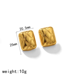 1 Pair Simple Series Retro Quadrilateral  Gold Color Women's Stud Earrings h5 